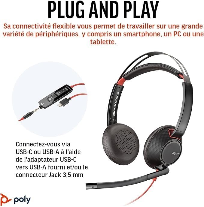 Casque Blackwire 5220 filaire 2 oreilles (reservé Belgique)